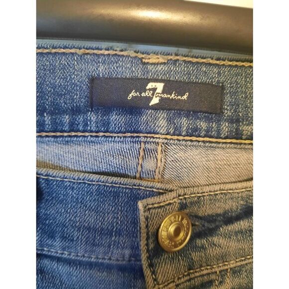 7 For All Mankind size 25 Distressed Embroidered Flowers Denim Jeans - Picture 2 of 5